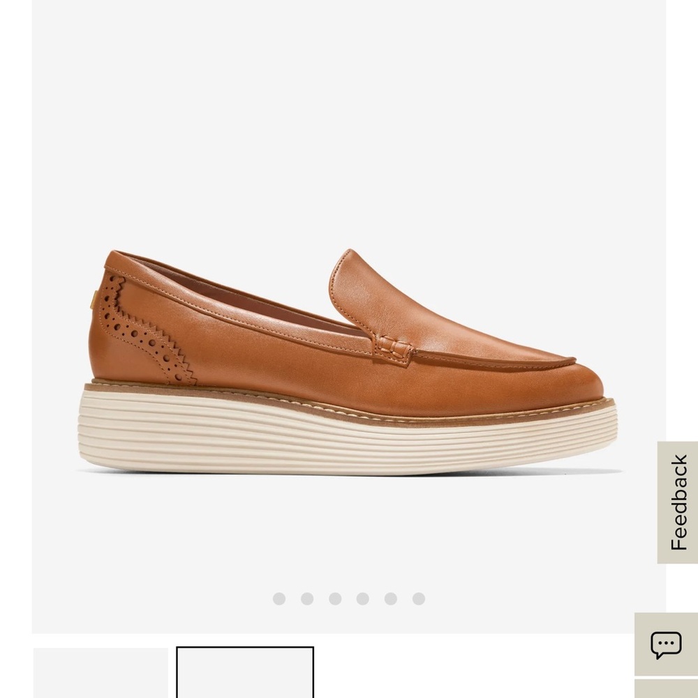 Cole Haan Women's Tan Leather Platform Loafers